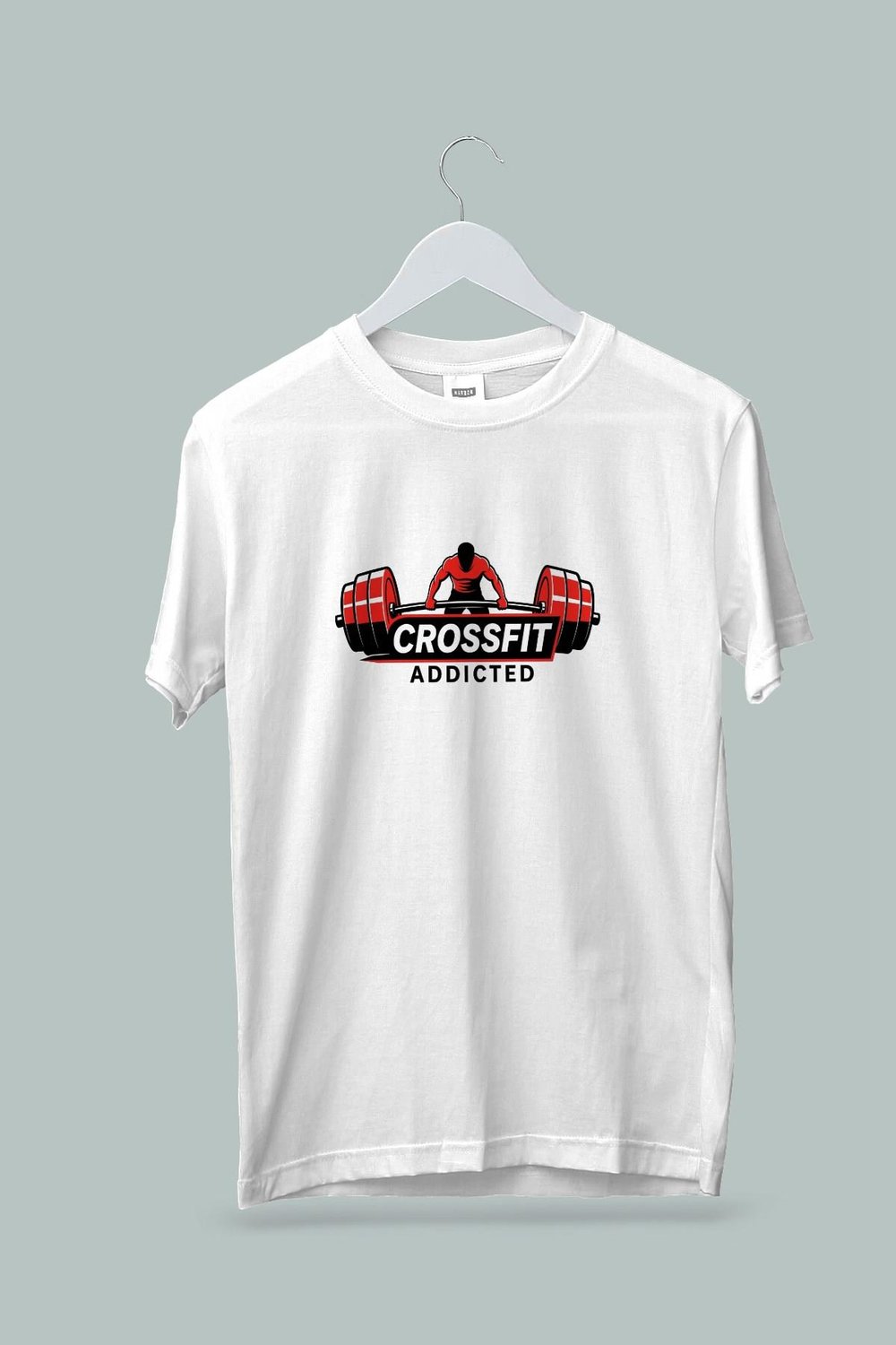 Maki Home Kadın Erkek Unisex Yetişkin Crossfit Addicted Baskılı Beyaz Tshirt