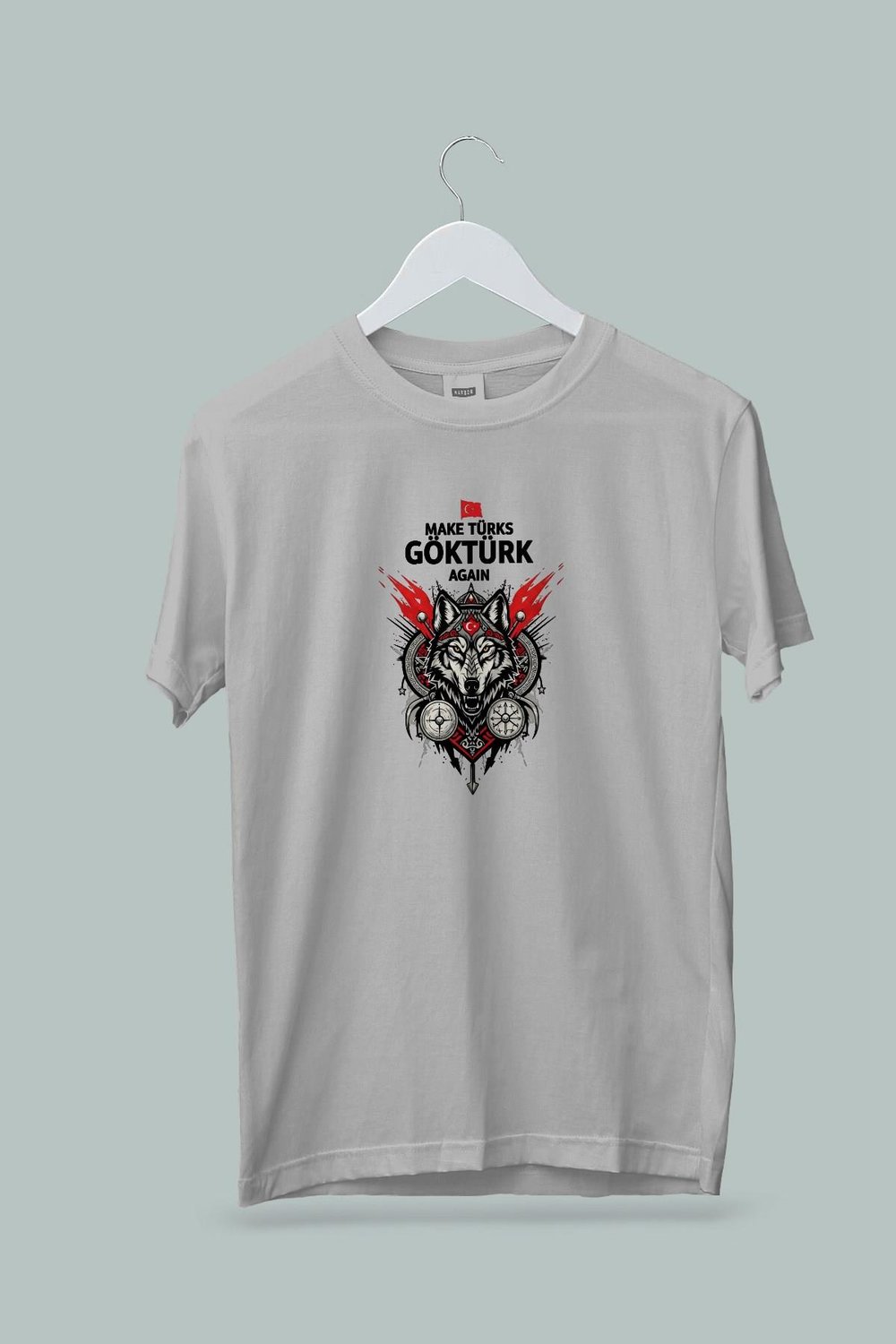 Maki Home Kadın Erkek Unisex Yetişkin Make Turks Gokturk Again III Baskılı Gri Tshirt