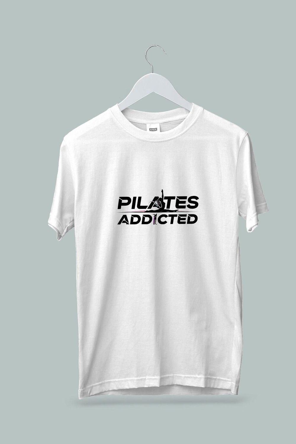 Maki Home Kadın Erkek Unisex Yetişkin Pilates Addicted Baskılı Beyaz Tshirt