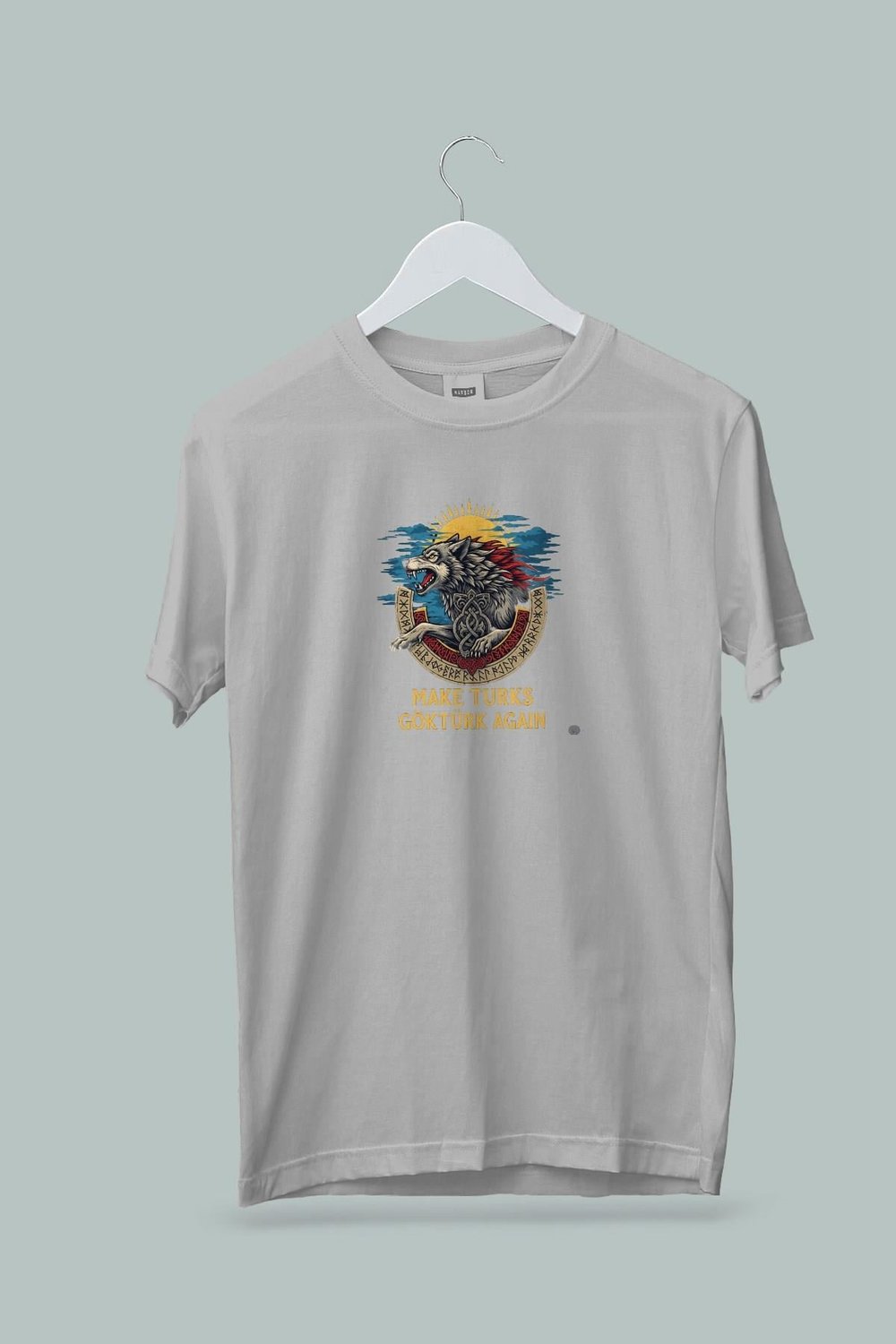 Maki Home Kadın Erkek Unisex Yetişkin Make Turks Gokturk Again I Baskılı Gri Tshirt