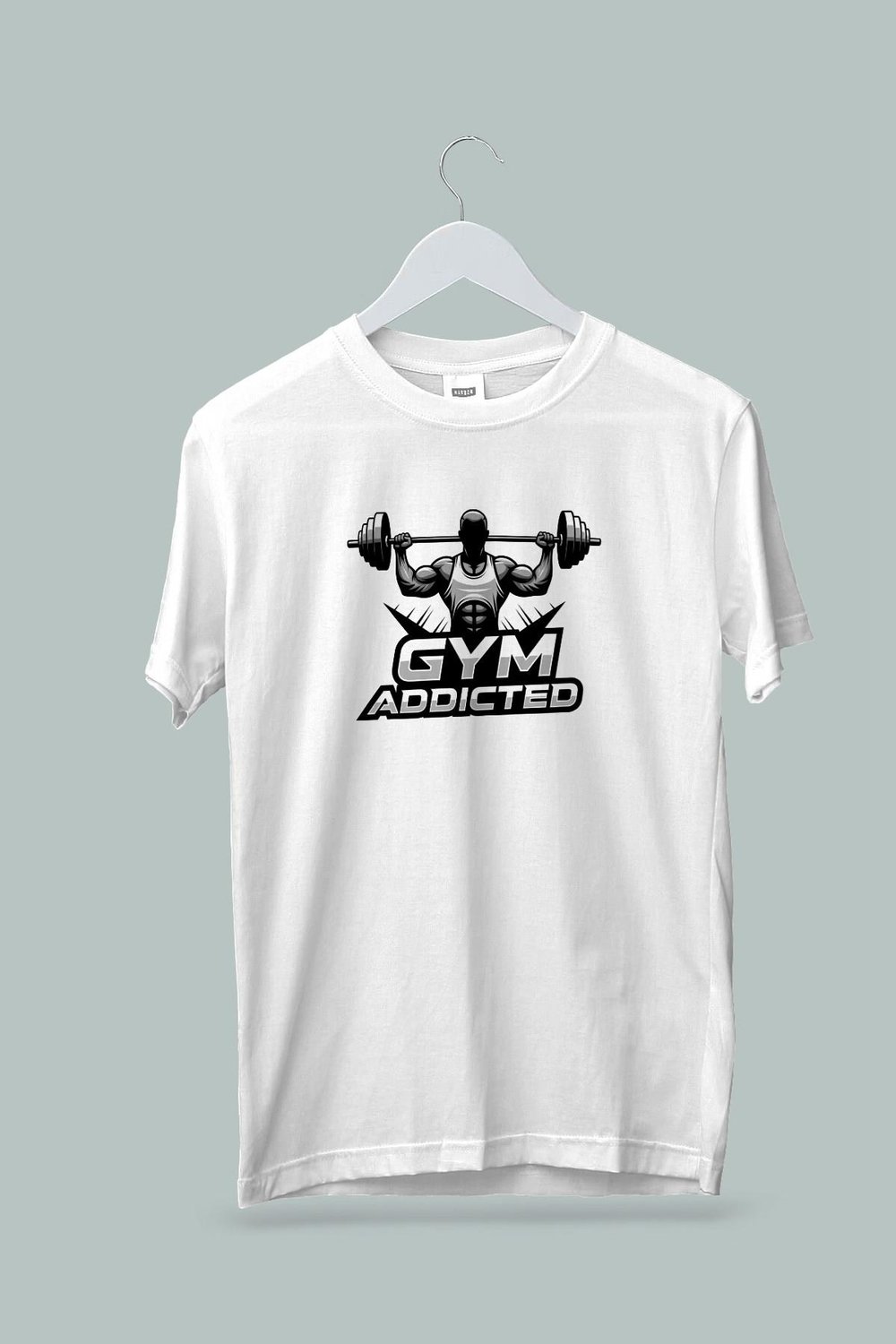 Maki Home Kadın Erkek Unisex Yetişkin Gym Fitness Addicted Baskılı Beyaz Tshirt
