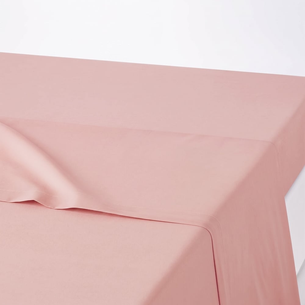 Maki Home Yüzde Yüz Pamuklu Pembe 240x260 Çift Kişilik Yataklara Uygun Lastiksiz Düz Çarşaf
