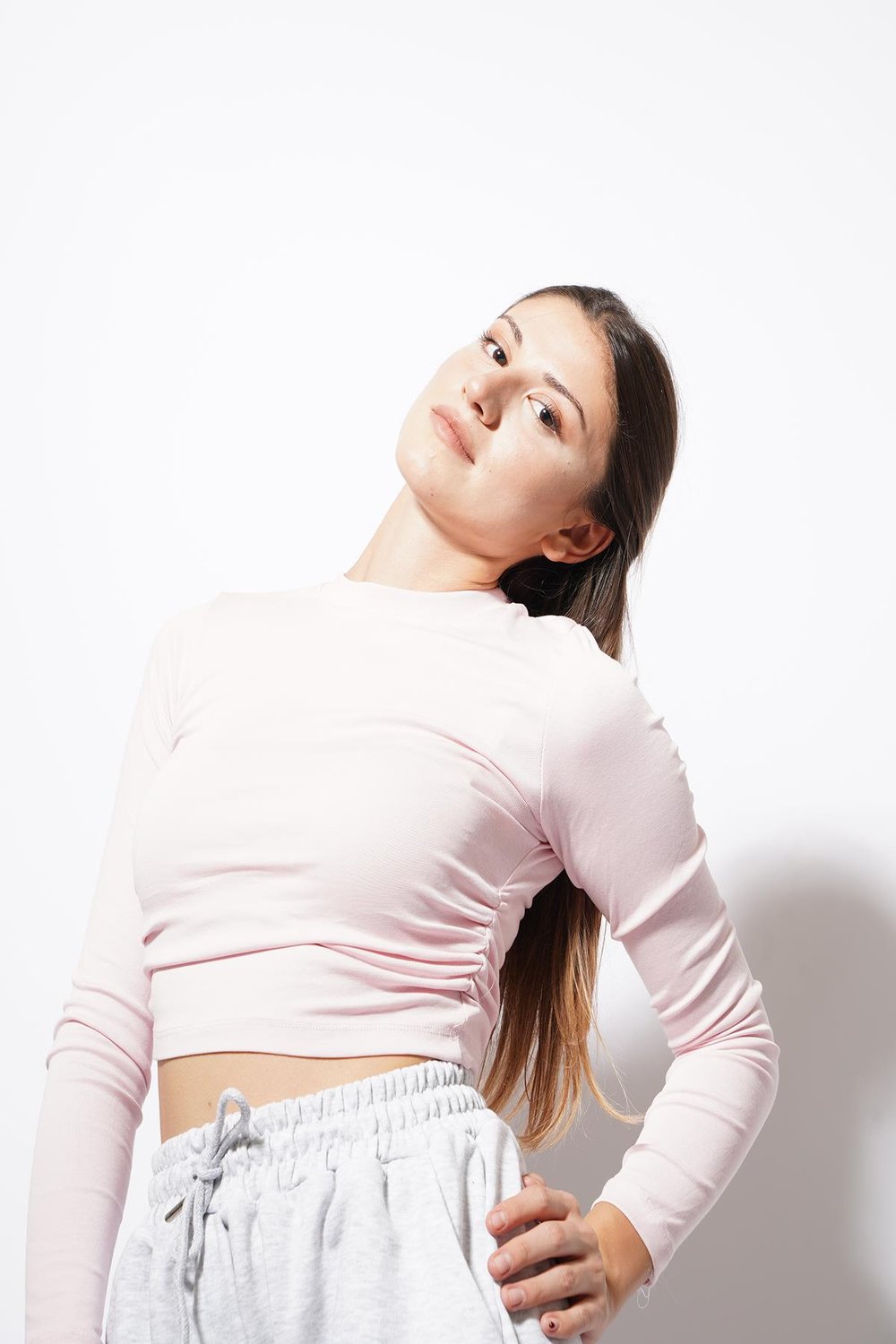 Angle Yan Büzgülü Body Pembe