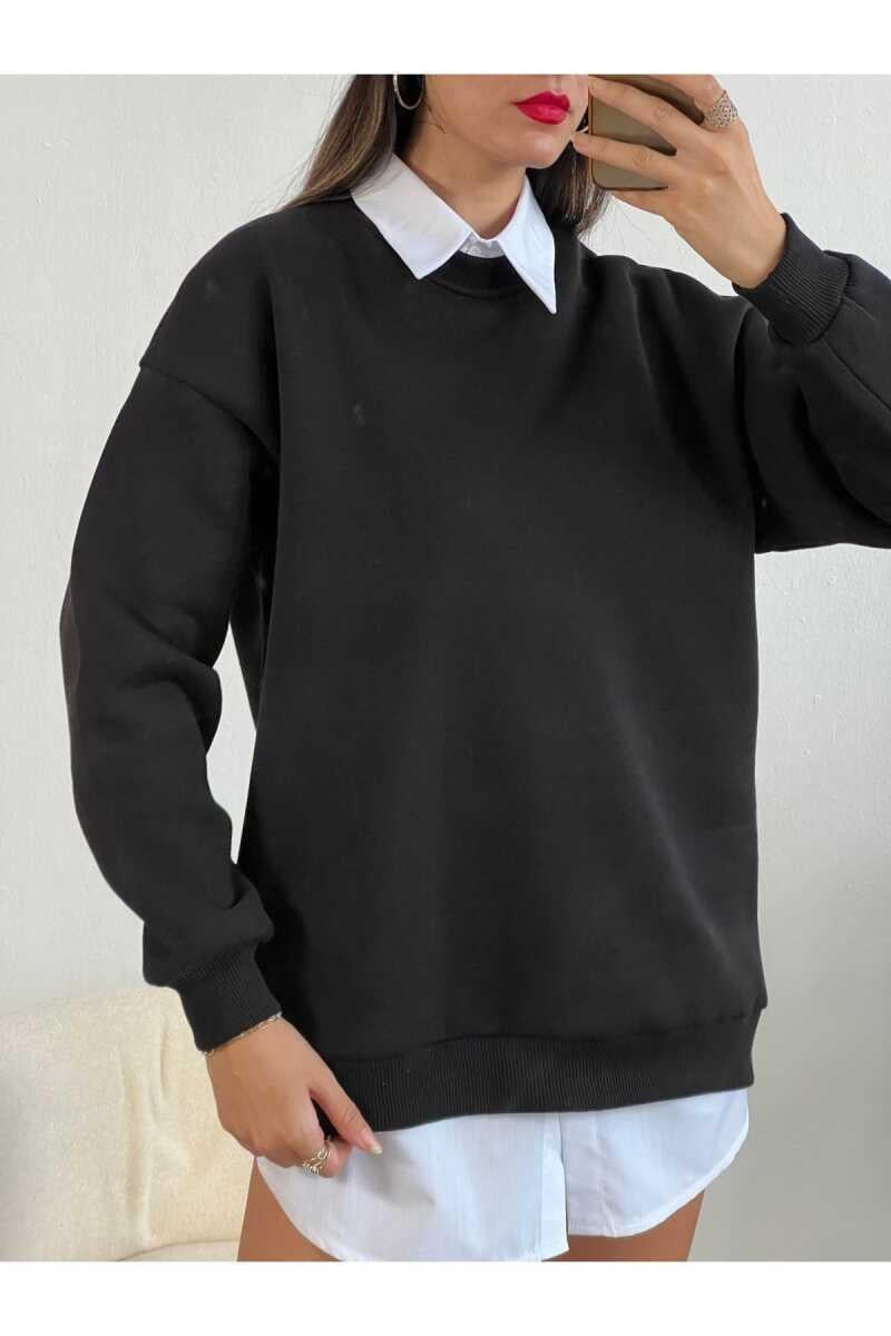 Yüksek Kalite Kadın Siyah Sweatshirt Siyah