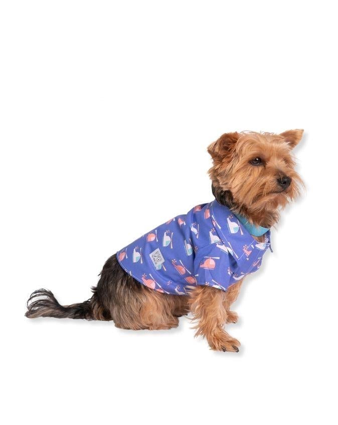 Lila Helikopter Desenli Köpek Gömleği – 4 Mevsim Eğlenceli & Şık