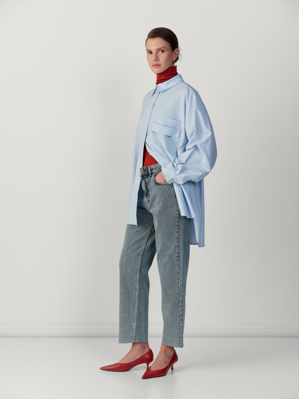 CROP JEAN PANTOLON MAVİ