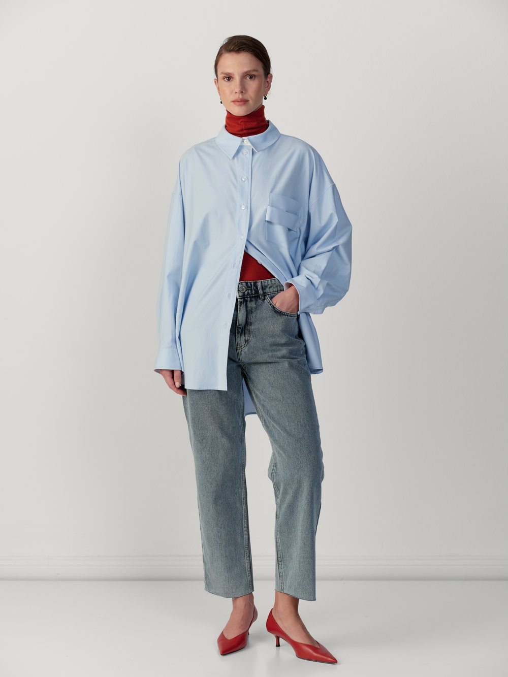 CROP JEAN PANTOLON MAVİ