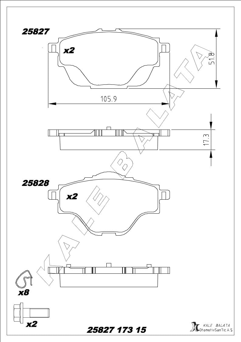 Disk Balata Arka 290 MM Disk İçin 3008 09>15 308 13> 5008 16> 508 10> C4 Picasso 13> C5 Aırcros 18> Granland X 17> Kalebalata 25827 173 15