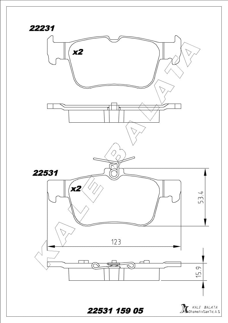 Disk Balata Arka Focus 18>Ford Usa Edge 06>10 Galaxy 15> Mondeo V 14> Smax 15> Superb 15> CıVıC X 15> Kalebalata 22531 159 05