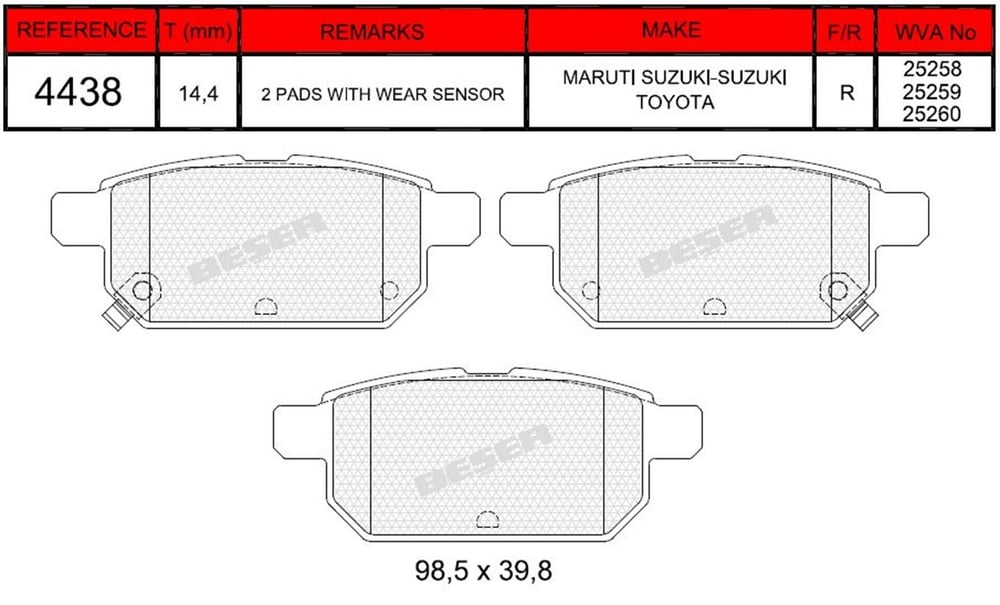 Disk Balata Arka Vitara 15> Sx4 S Cross 13> Swıft 10> Baleno 16> Recover 74438