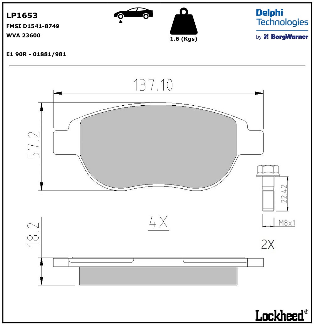 Disk Balata Ön 1007 05> 206 98>07 207 06> 307 00>07 C3 02> C4 04>11 Xsara 98>05 Idea 03> Lınea 07> Delphı LP1653