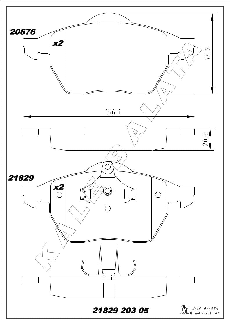 Disk Balata Ön Astra G 98>09 Calıbra A 90>97 Vectra B 95>03 9 3 98>03 Kalebalata 21829 203 05