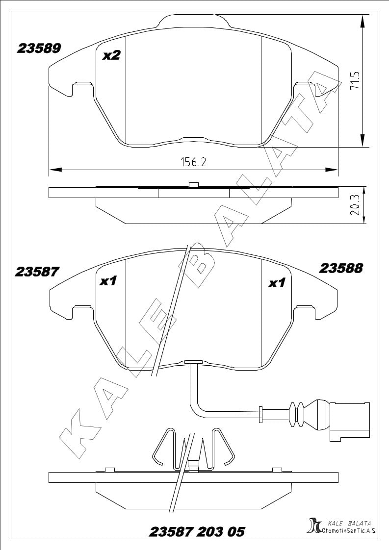 Disk Balata Ön Caddy 04>10 Beetle 11> Golf 97>13 Jetta 05> Passat 05>14 Polo 09> Leon Altea Ibıza Eos Kalebalata 23587 203 05
