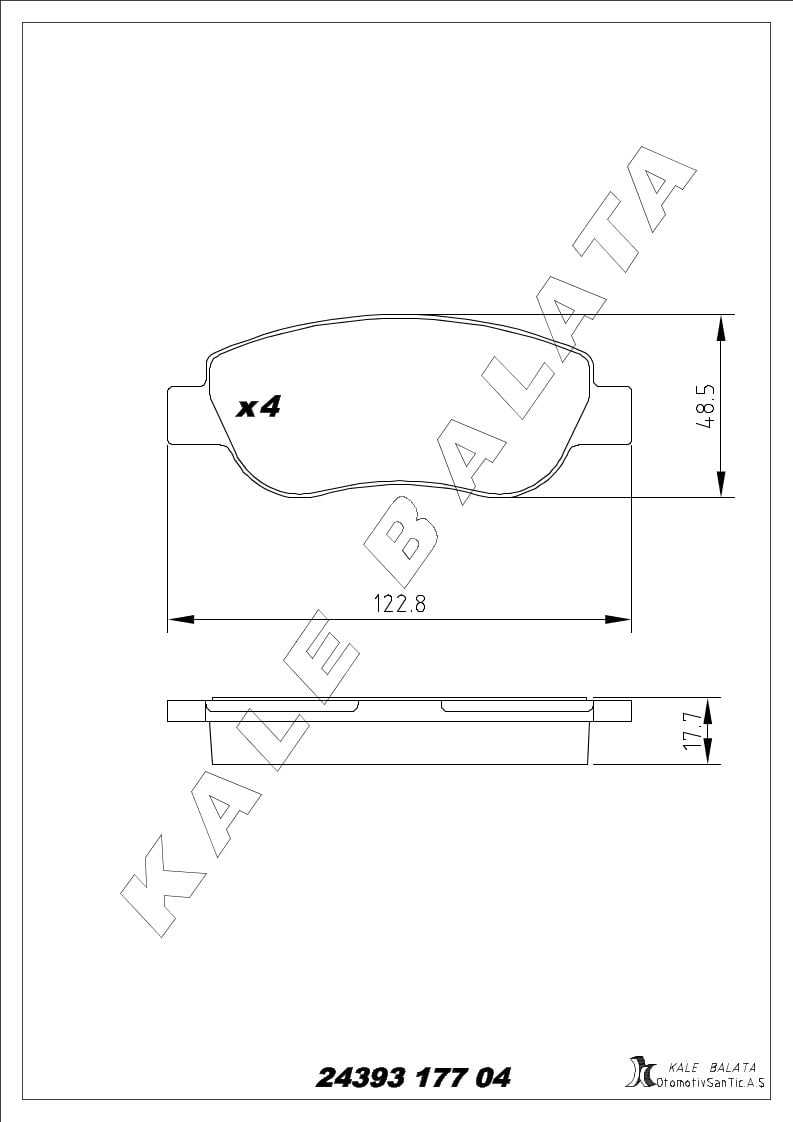 Disk Balata Ön Dar Tip 240Mm Disk İçin Albea 96>09 Palıo 1.2 96> Kalebalata 24393 177 04