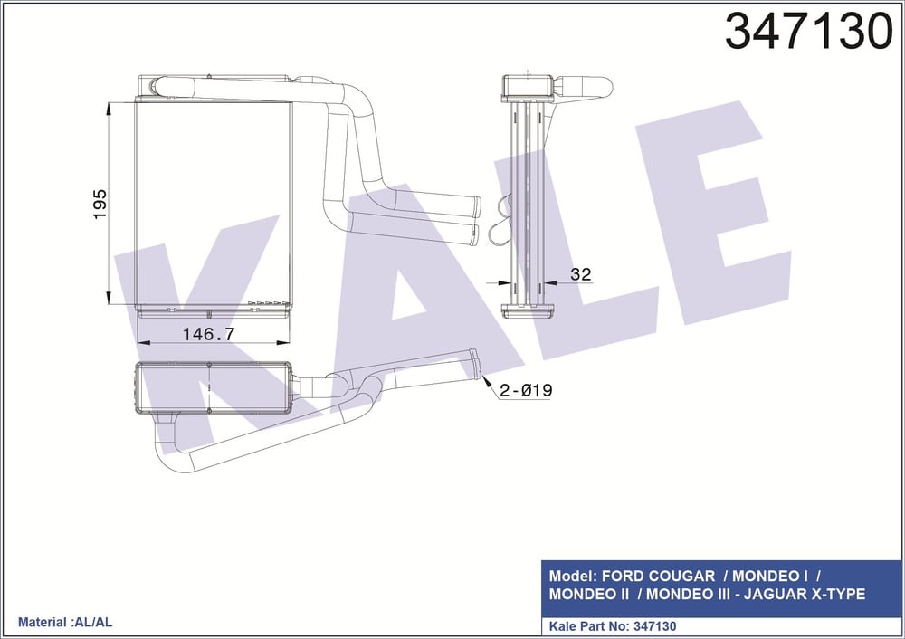 Kalorifer Radyatörü Mondeo Bm 96> Kale 347130