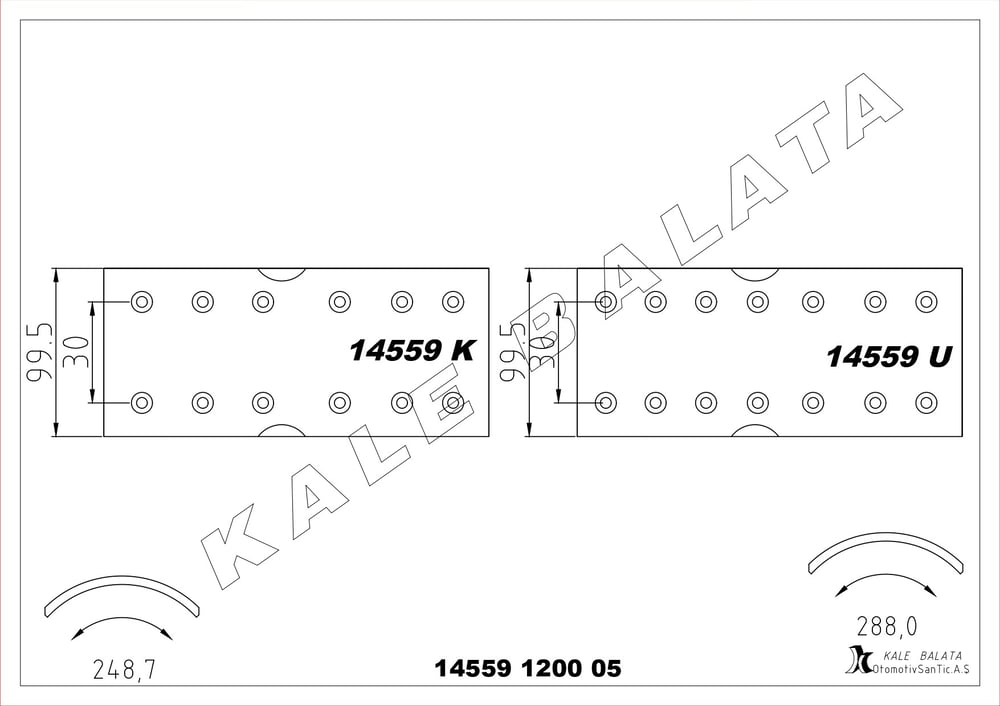 Kampana Balata Ön Arka (4 Adet) 50Nc 77>89 65 9 M23 M200 Kalebalata 14559 1200 05