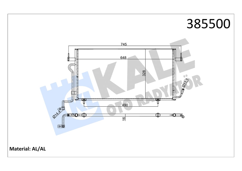 Klima Radyatörü Partner Berlingo Dw8 Xud9 Kale 385500