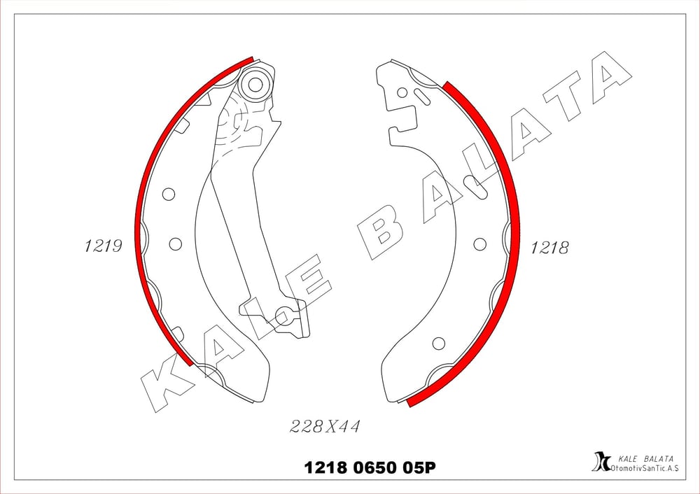 Pabuçlu Balata Arka (228X44mm) Mondeo I Iı 93>00 Kalebalata 1218 0650 05P