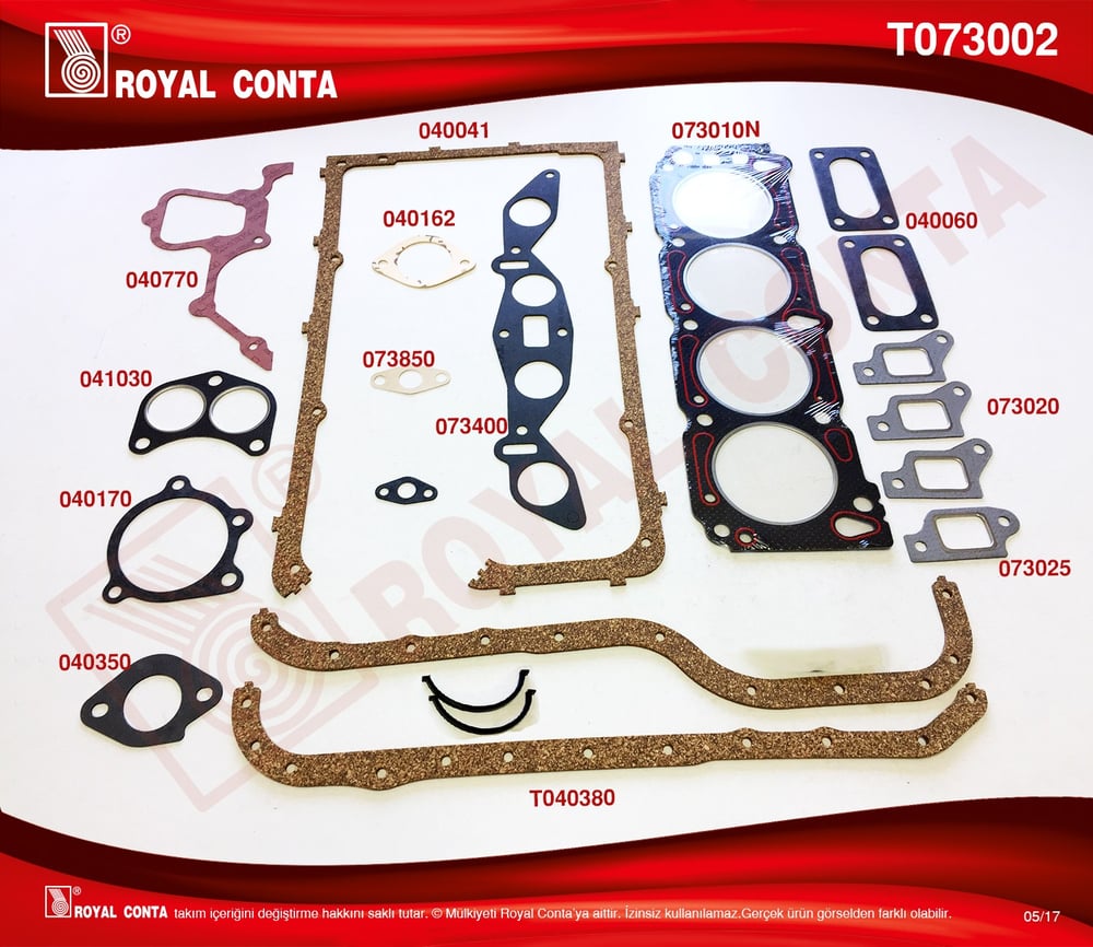 Takım Conta Taunus 1.6 Ohc 76> Subap Lastik Ve Keçe Hariç Royal T073002