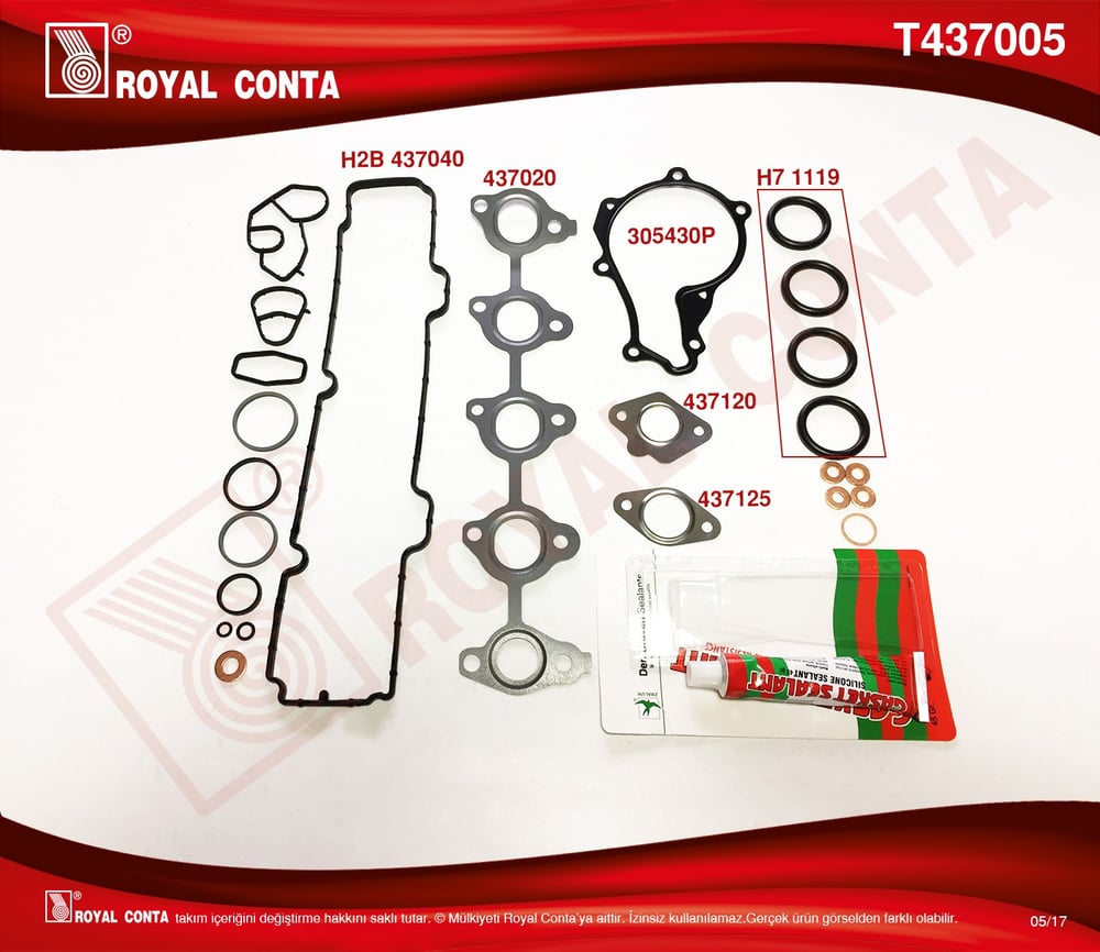Takım Conta(Keçesiz Subap Lastiksiz)Fiesta 1.4Tdci 206 207 306 307 1.4Hdı 02> Royal T437005