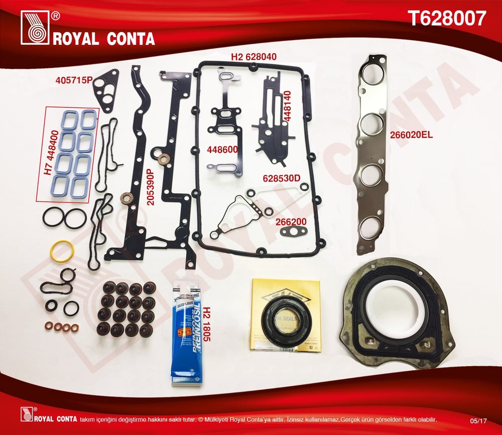 Takım Conta(Skt Keçe Ö.Çek)Transit V.347 V.362 12> Euro5 (Isı Siperliksiz) Boxer Jumper Iıı 2.2Hdı 12> Royal T628007