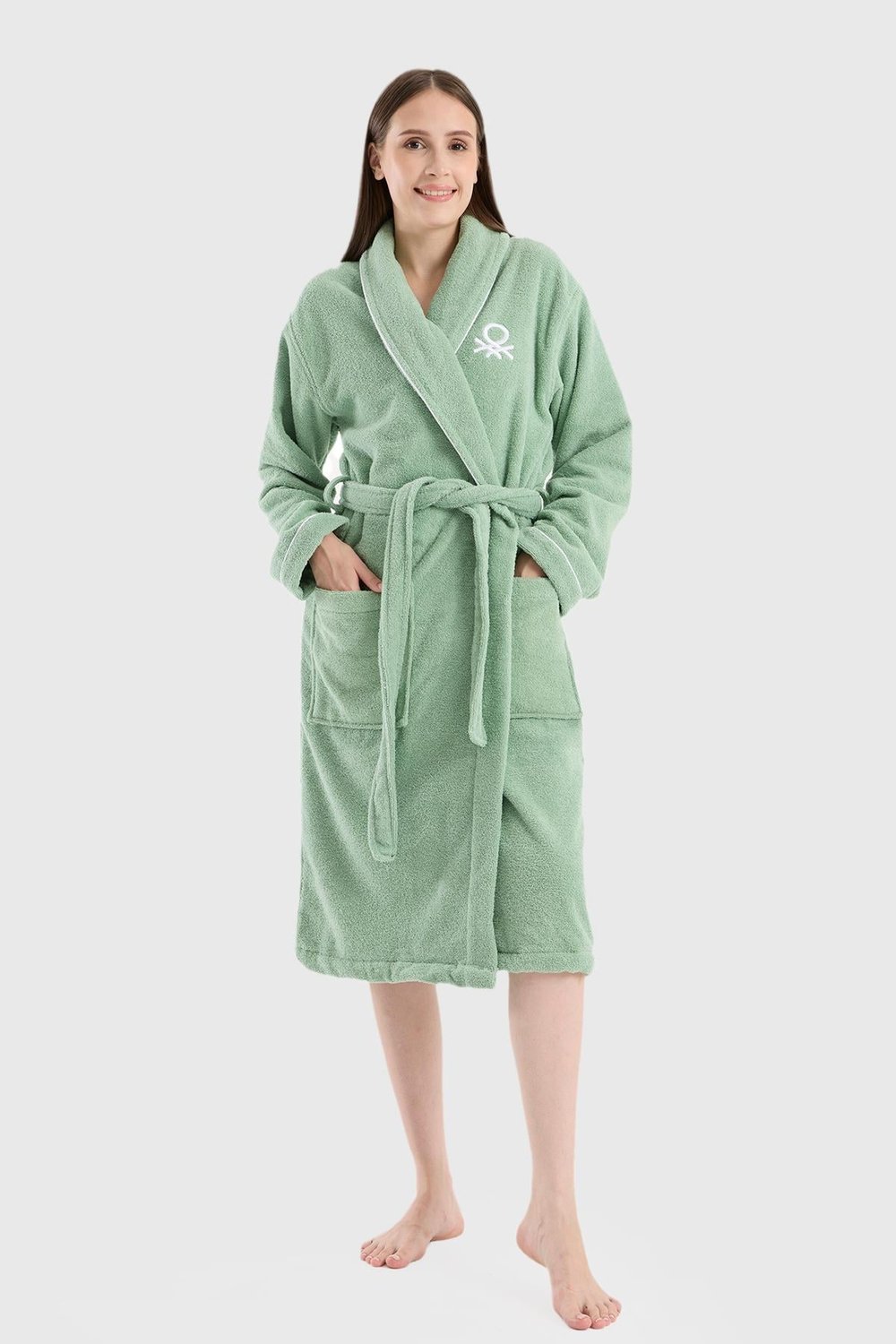 Be-0157-Mnt  %100 Pamuk Mint Bornoz