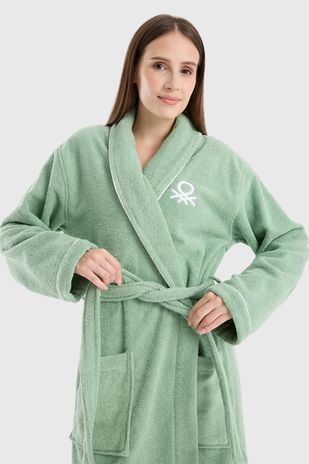 Be-0157-Mnt  %100 Pamuk Mint Bornoz