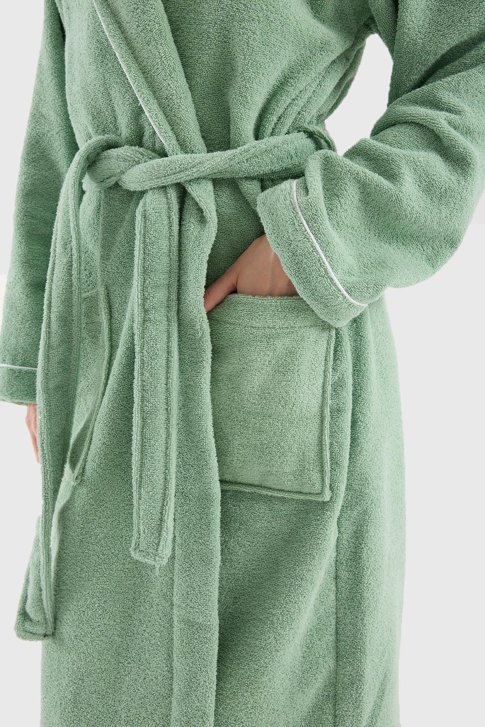 Be-0157-Mnt  %100 Pamuk Mint Bornoz