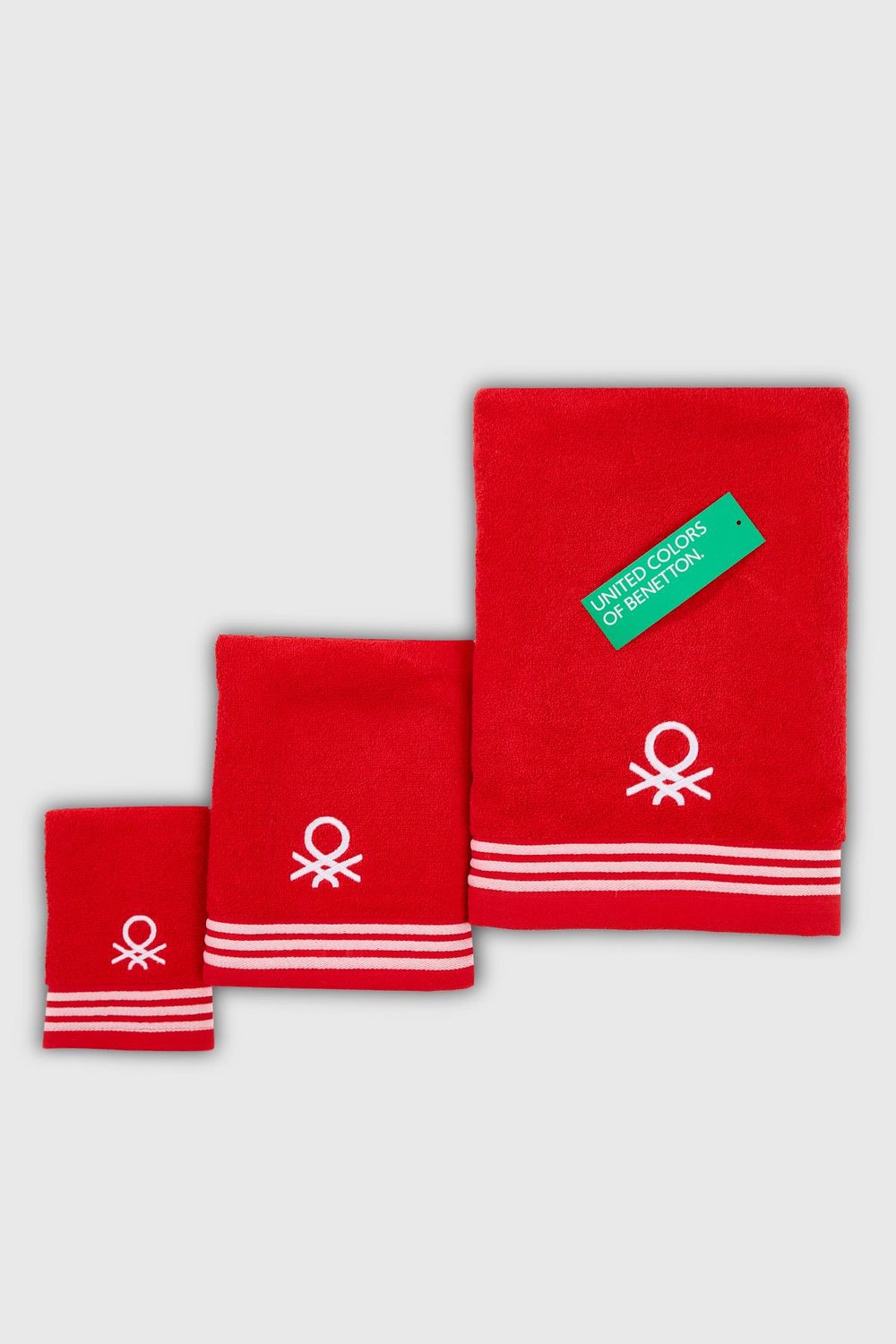 Be-0840St-Rd  %100 Pamuk Kırmızı 3 Lü Set, 30X50 Cm, 50X90 Cm, 70X140 Cm Havlu Seti