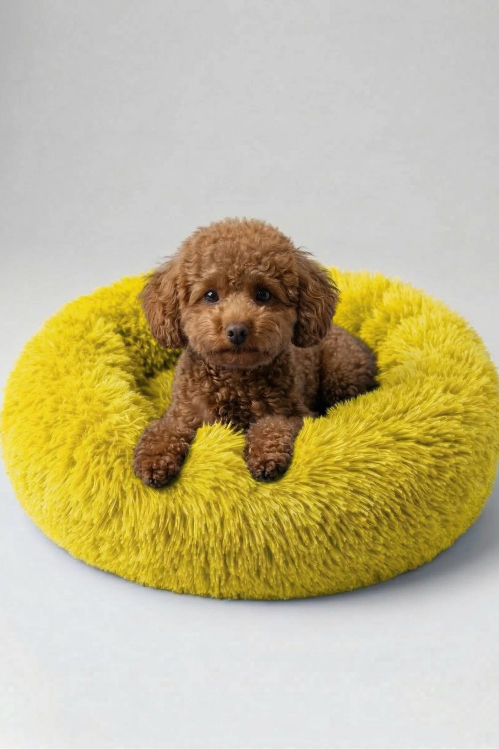 BNTMKT-0012-2-YE Uzun Kürklü Donut Kedi&Köpek Yatağı SARI 55 CM