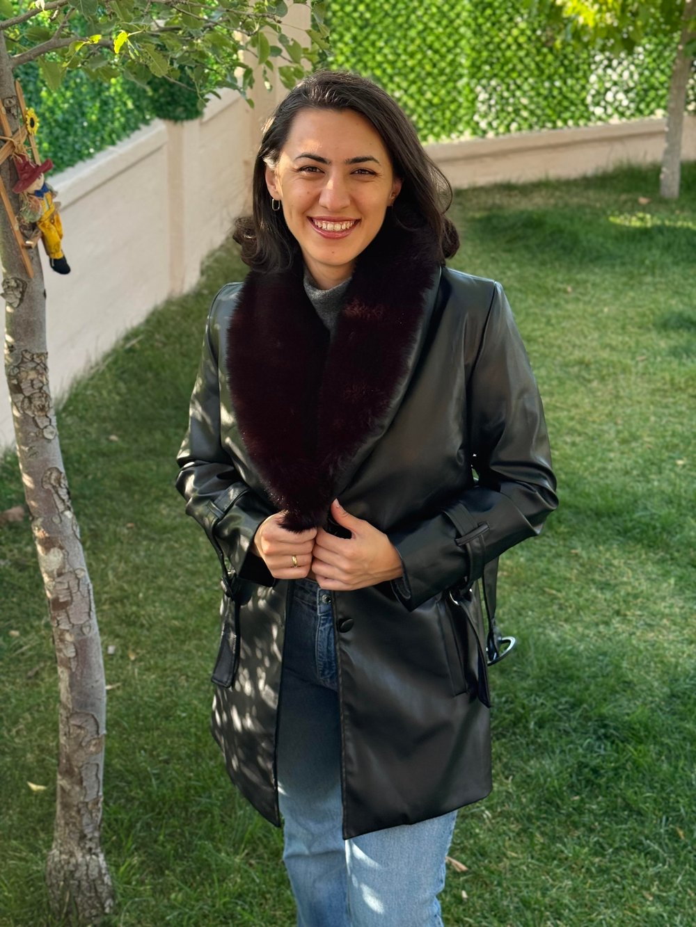 Siyah astarlı suni deri kaban 