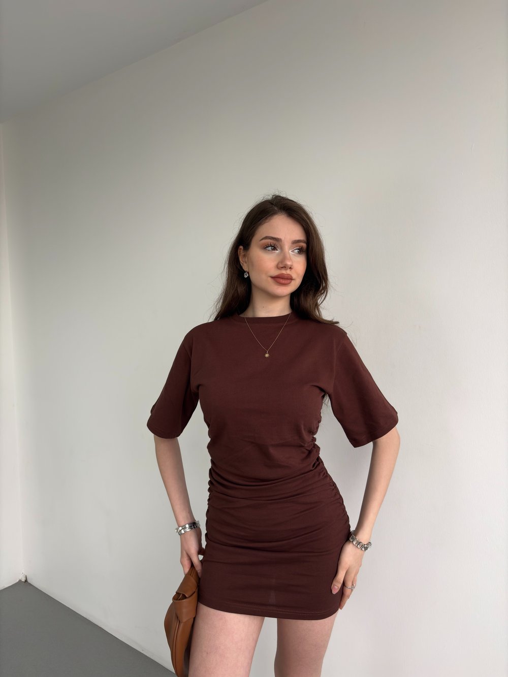 Bel Büzgülü Mini Elbise