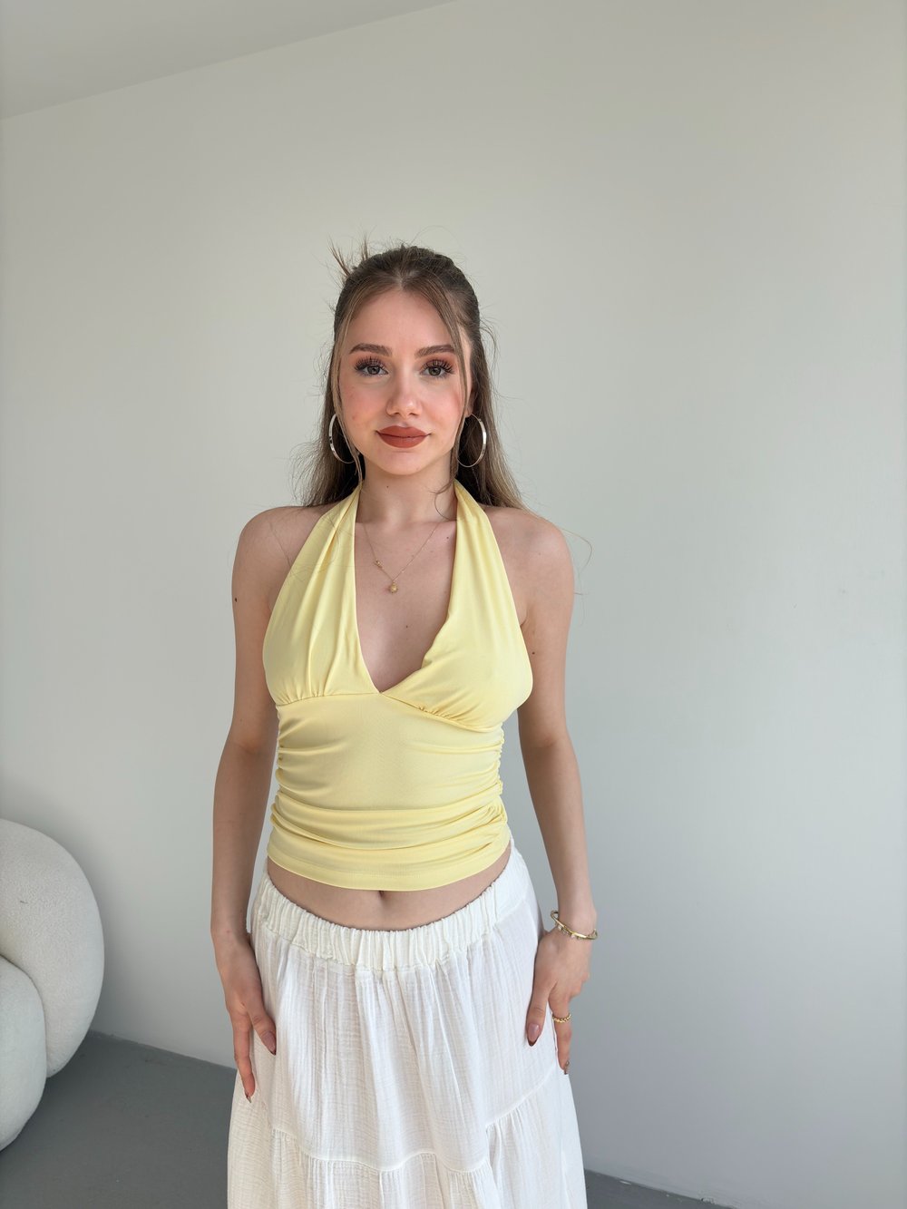 Boyundan Bağlamalı Büzgülü Crop