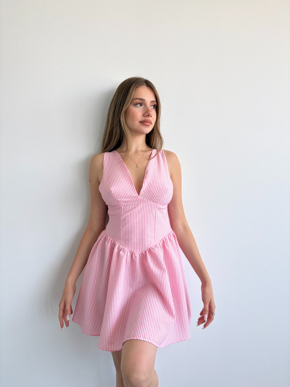 Çizgili Halter Elbise
