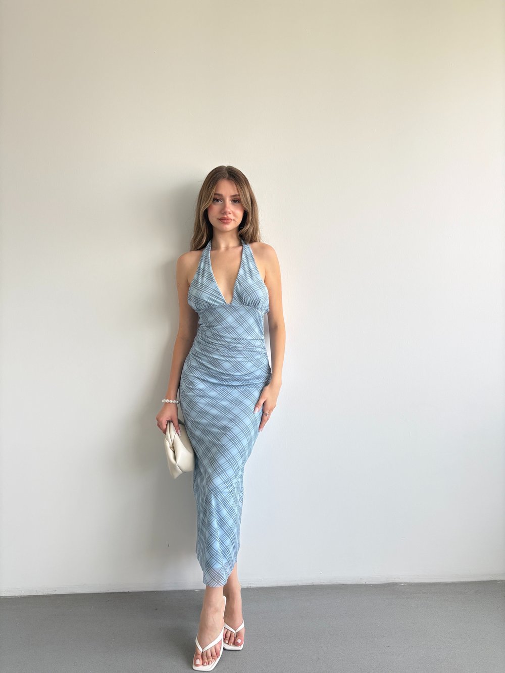 Halter Yaka Midi Elbise