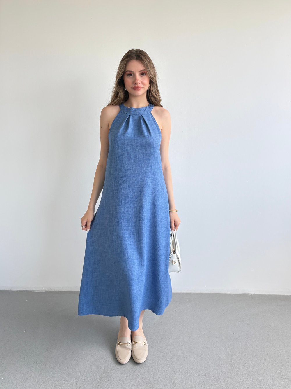 Keten Halter Elbise