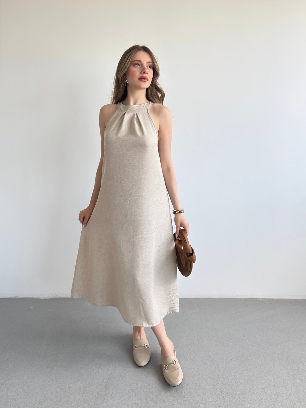 Keten Halter Elbise