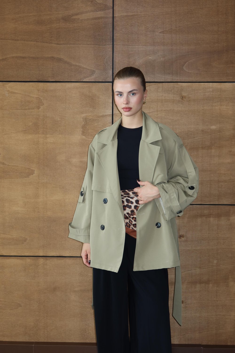 Oversize Mid Trençkot Haki