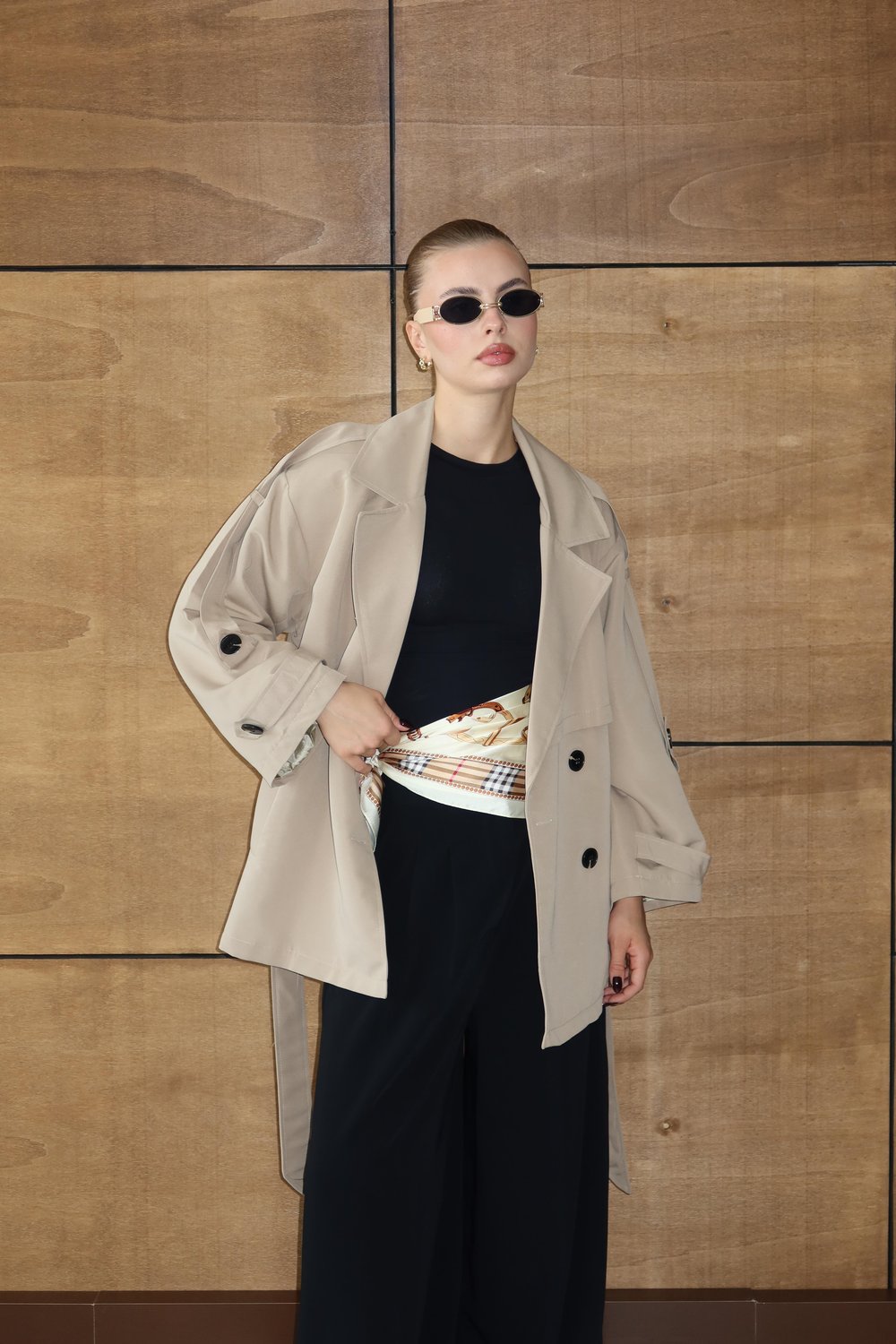 Oversize Mid Trençkot Krem