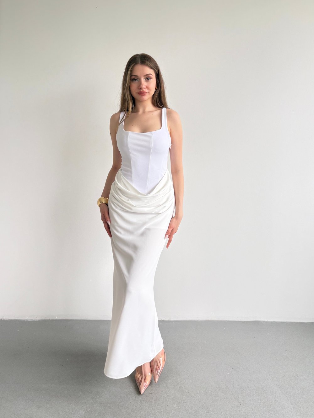 Premium Drape Detay Maxi Elbise