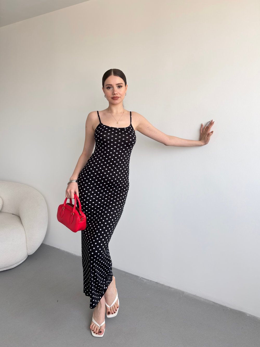 Puantiyeli Basic Elbise