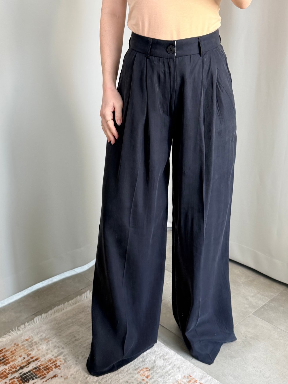 Tencel Siyah Renk Pantolon
