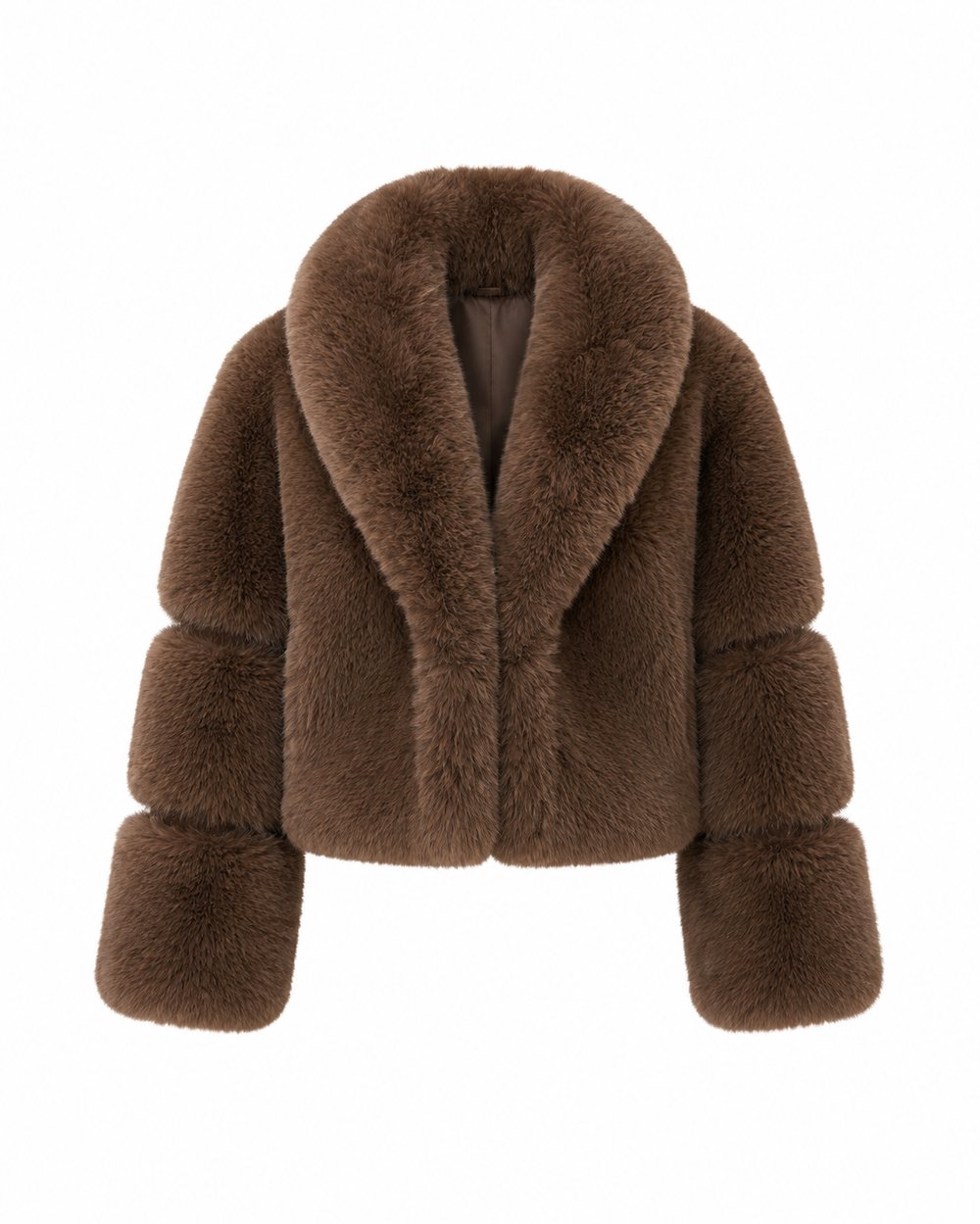 Rosa Detail Faux Fur Jacket-Coffee