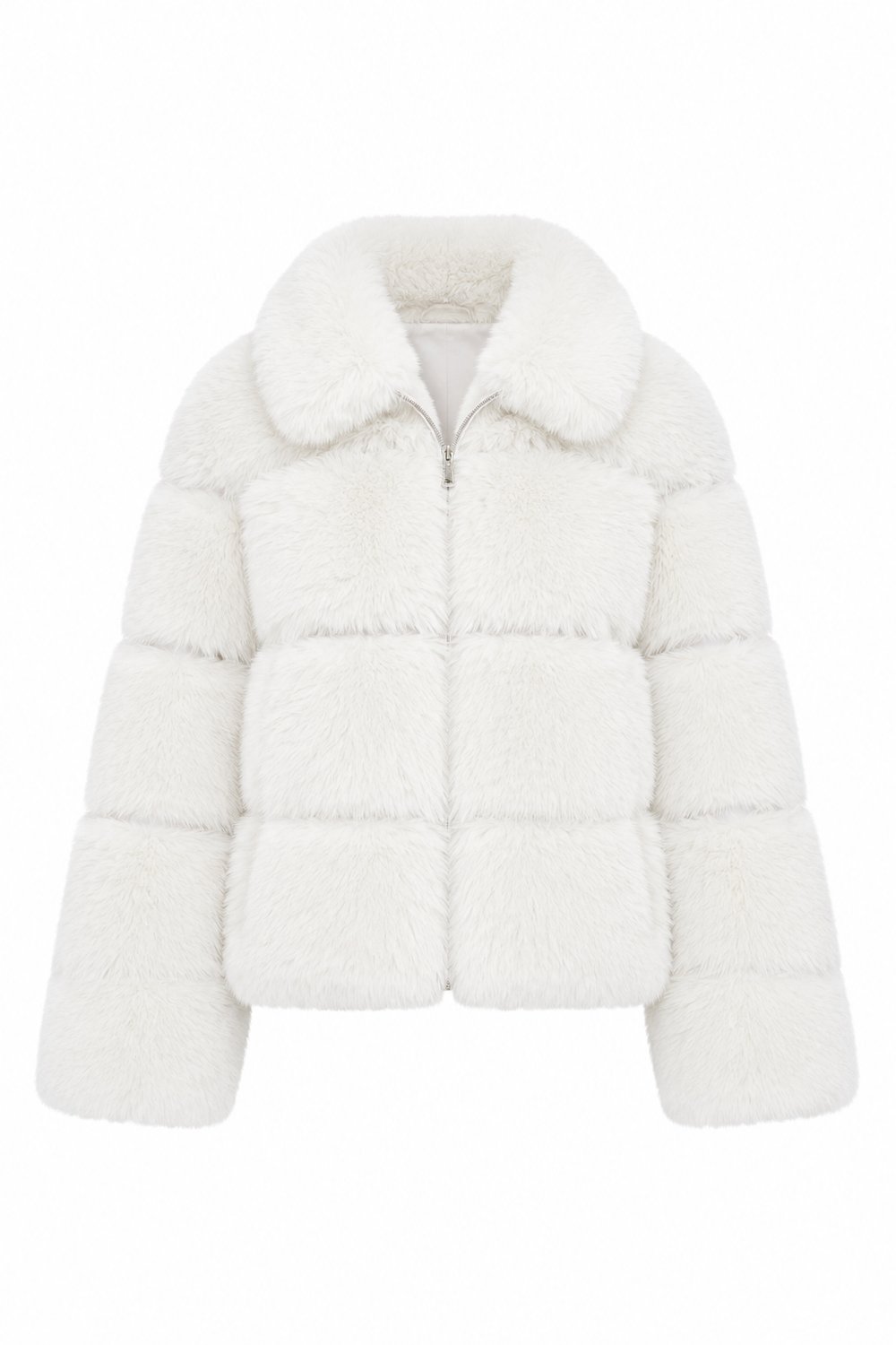 Taika Zip Faux Fur Jacket-White