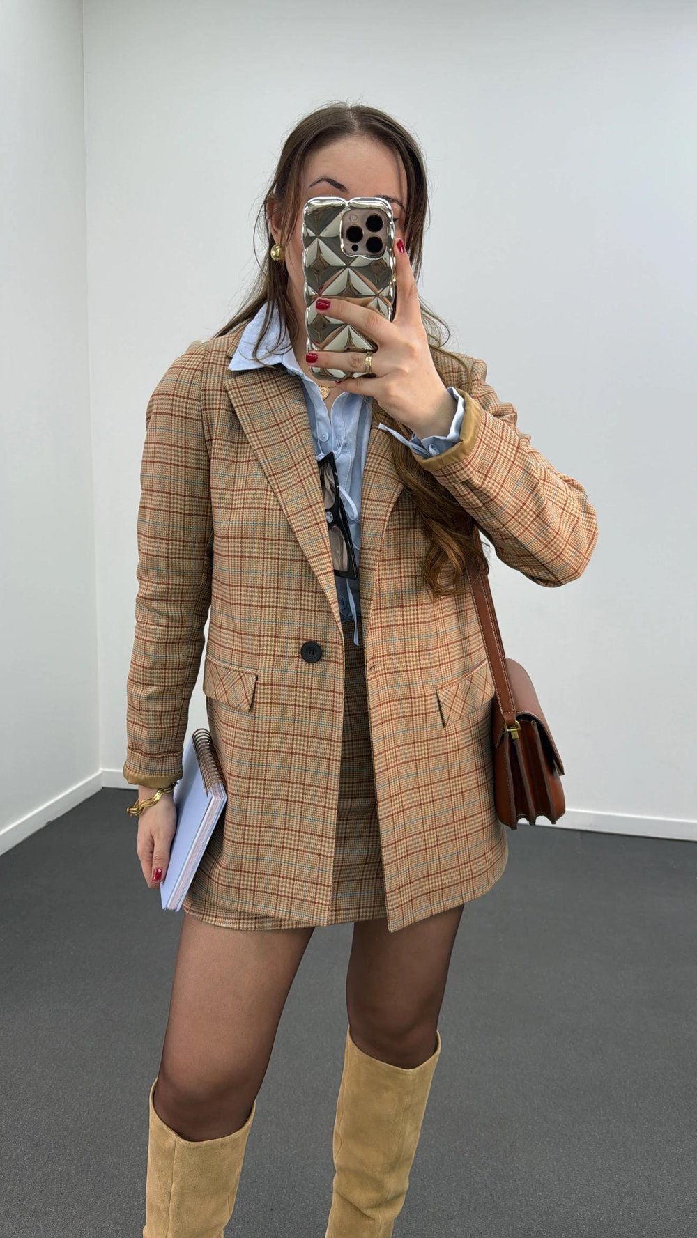 Amore Ekoseli Blazer Premium Ceket