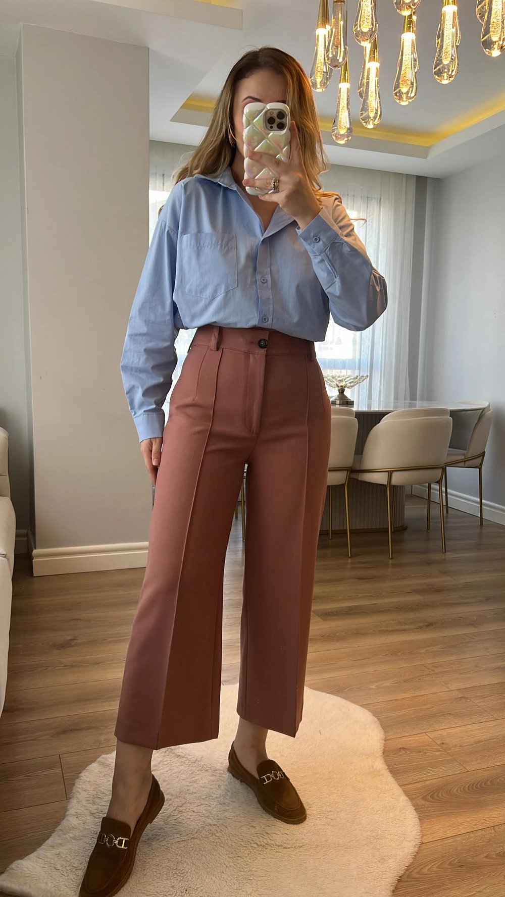 Gül Kurusu Çimalı Culotte Pantolon