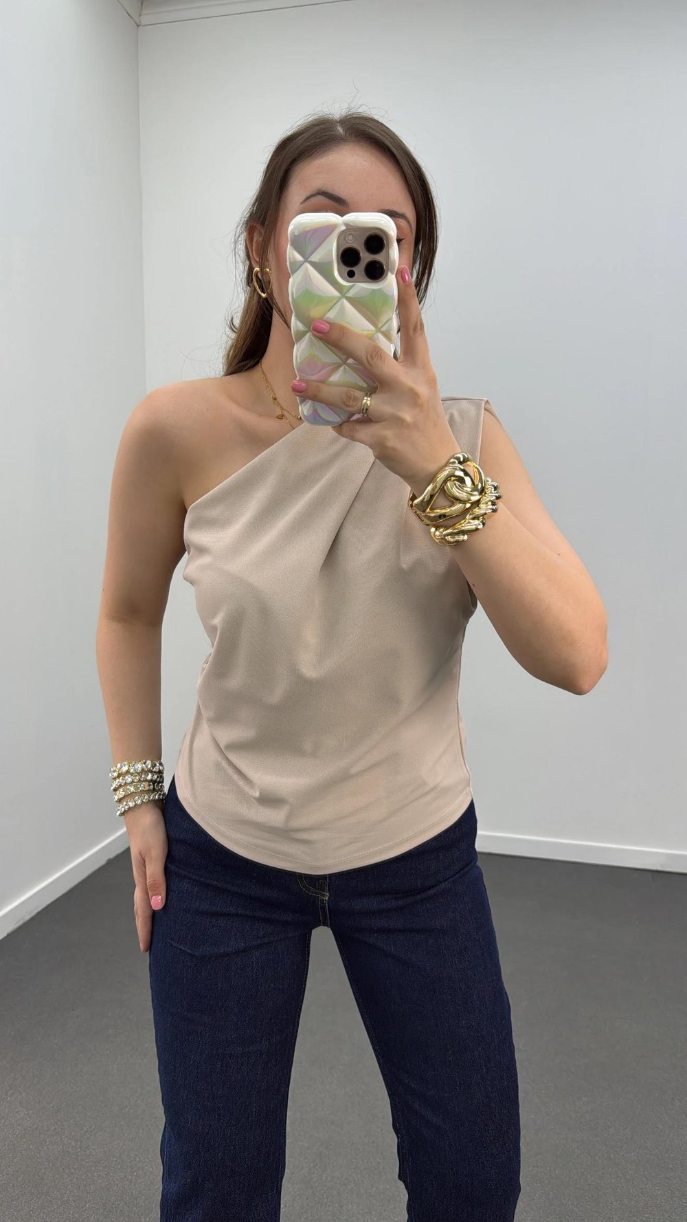 Roy Vizon Tek Omuz Drapeli Bluz