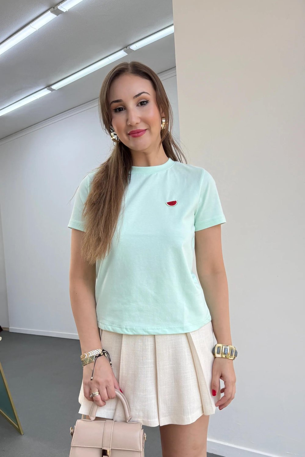 Watermelon Turkuaz Karpuz Nakışlı %100 Pamuk Tshirt