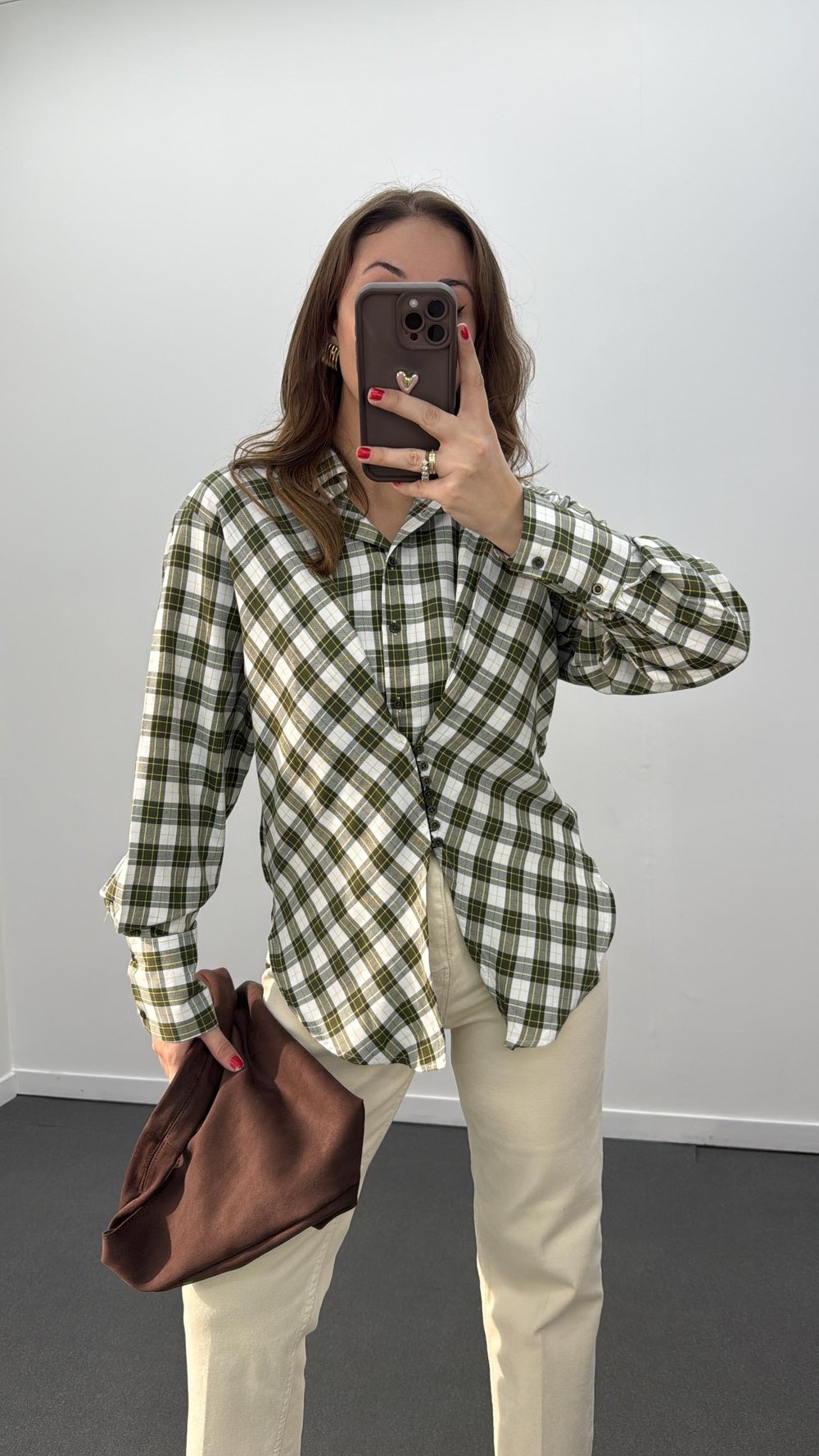 Arjana Yeşil Beyaz Kruvaze Tasarım Gömlek