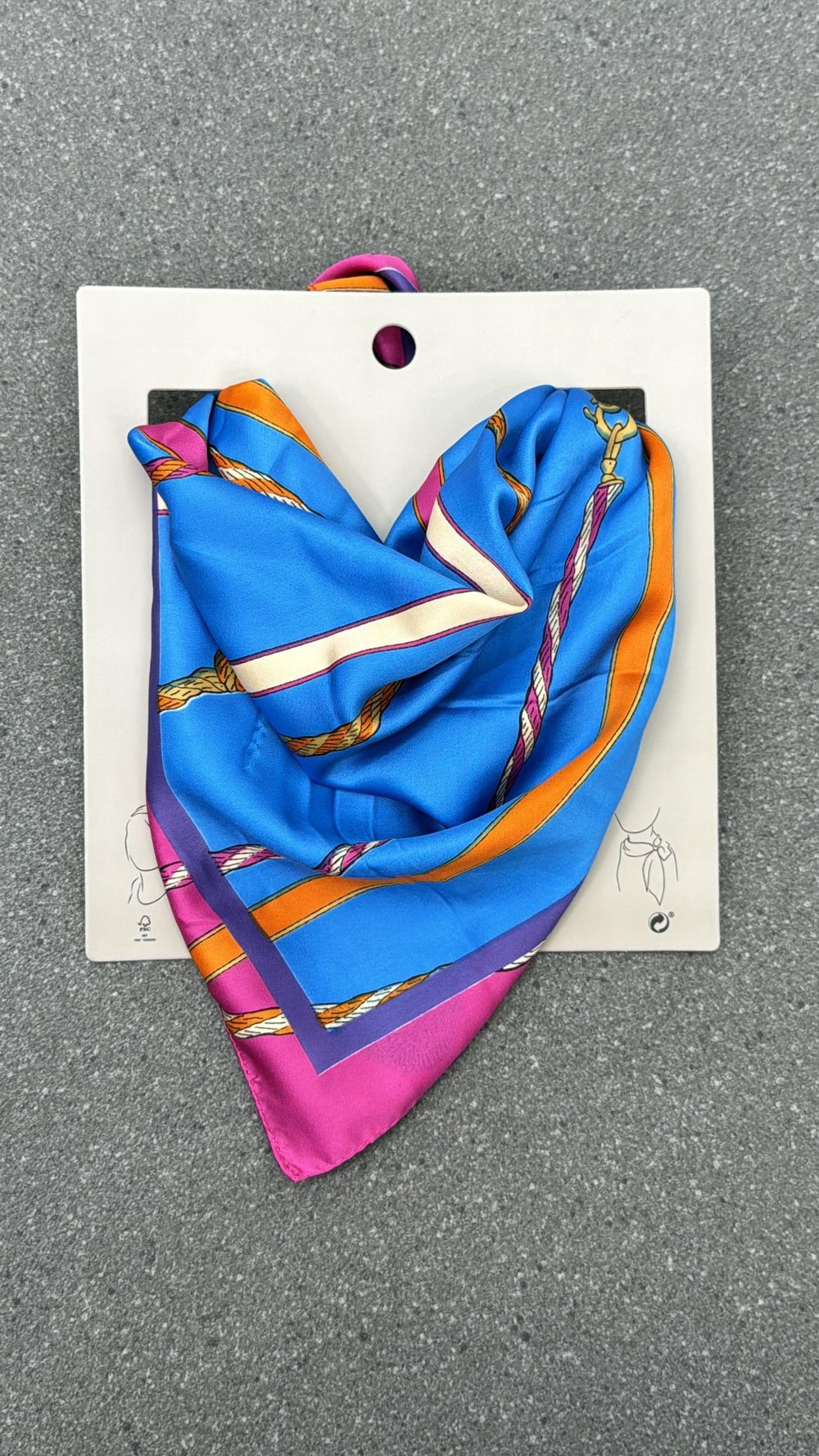 Bluevy Mavi Zincir Desenli Fular